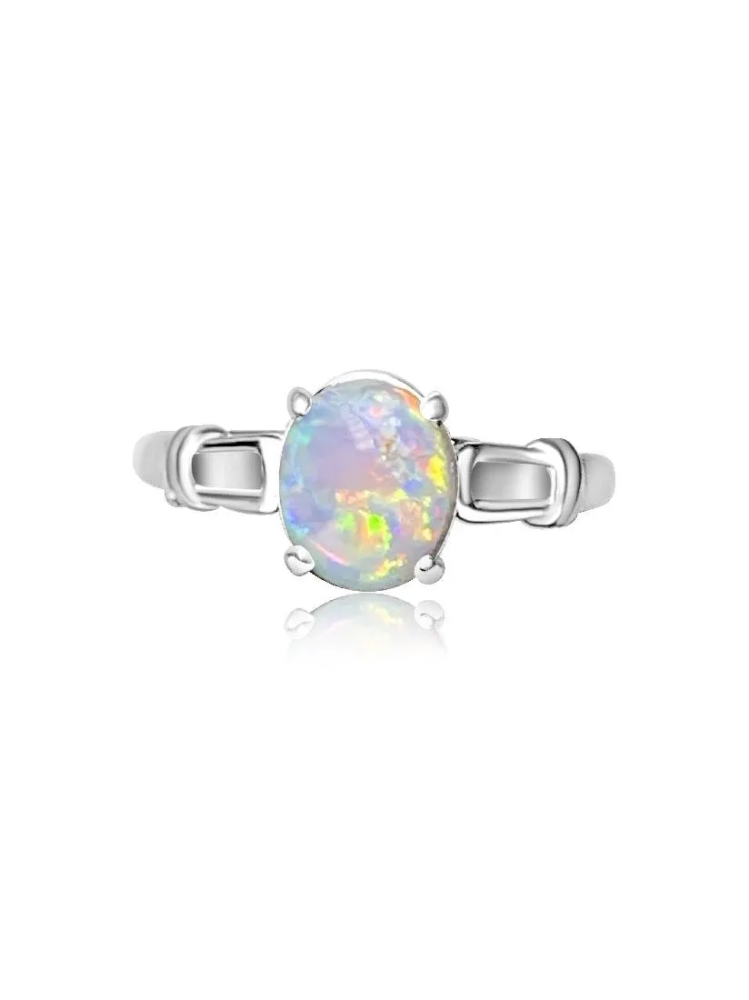 18kt White Gold solitaire Black Opal ring