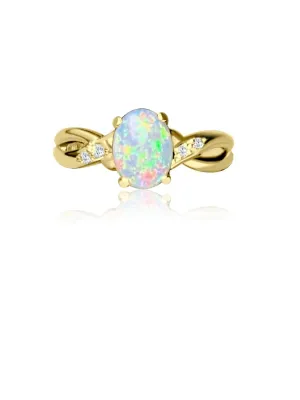 18kt Yellow Gold Opal and Diamond ring