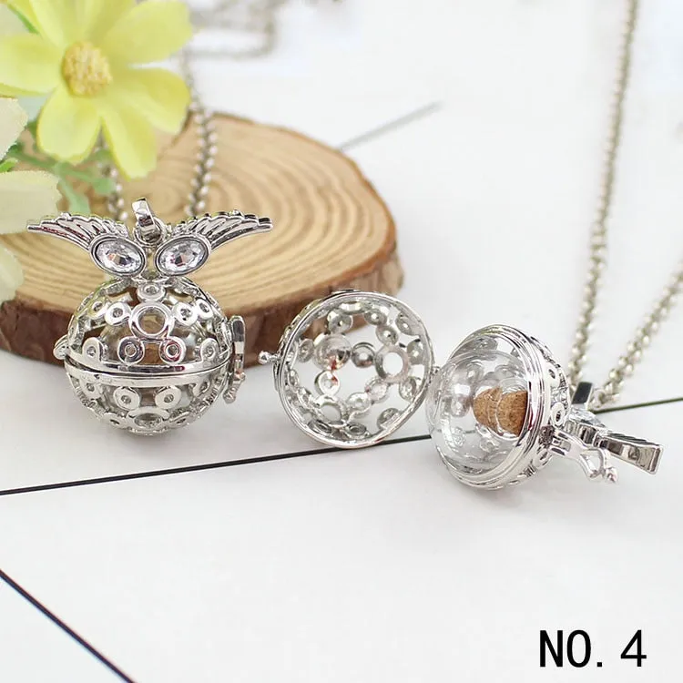 1PC Angel Wing Hollow Cage Locket Pendant with glass ball Memory Locket Pendant Cremation Jewelry Fillable Jewelry