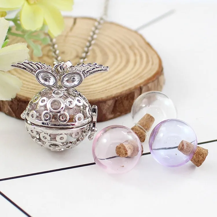 1PC Angel Wing Hollow Cage Locket Pendant with glass ball Memory Locket Pendant Cremation Jewelry Fillable Jewelry