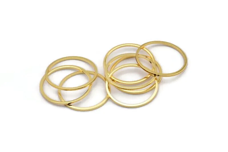 22mm Circle Connectors, 12 Gold Plated Brass Circle Connectors (22x1x1mm) BS 1093 Q0380