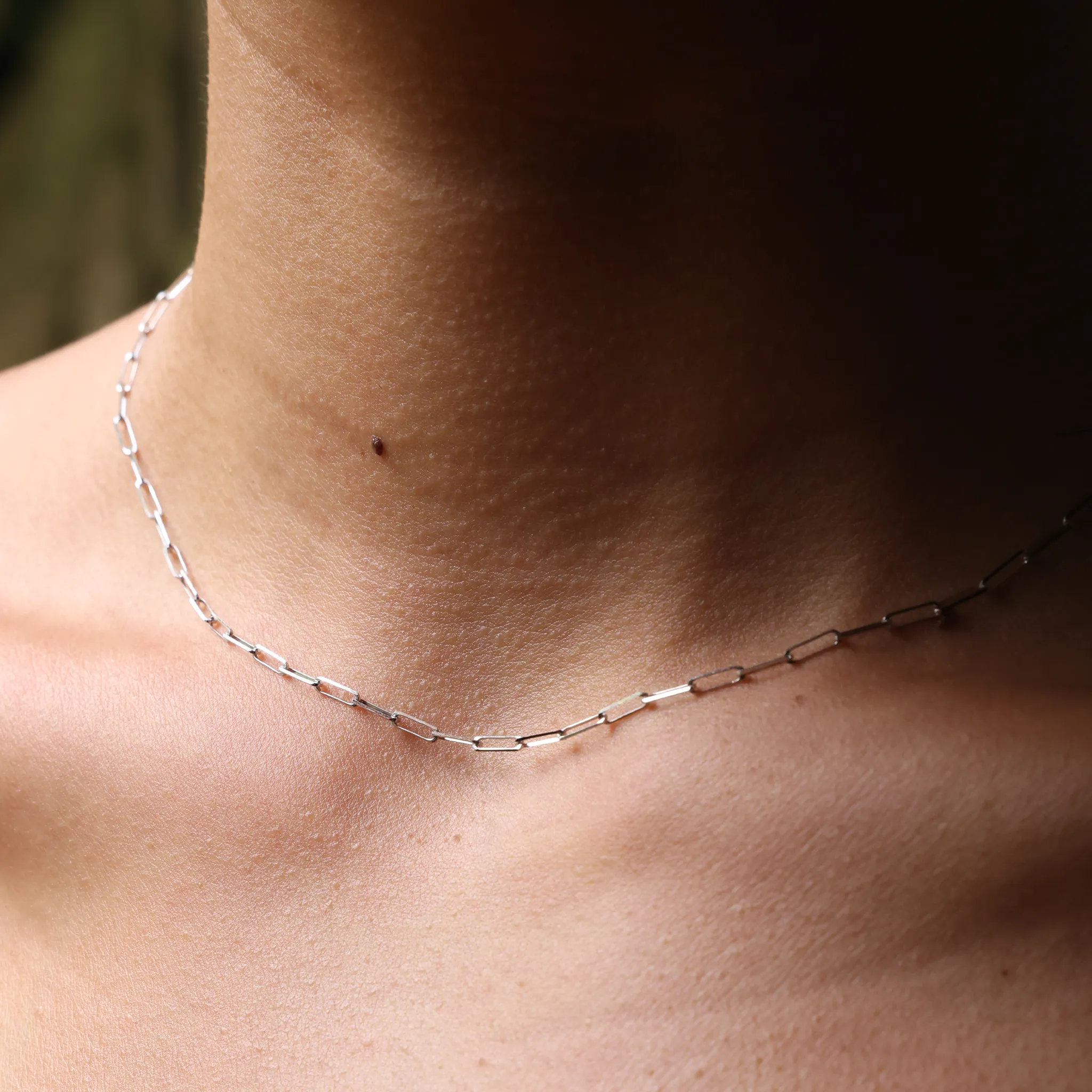 2mm Paperclip Chain in White Gold