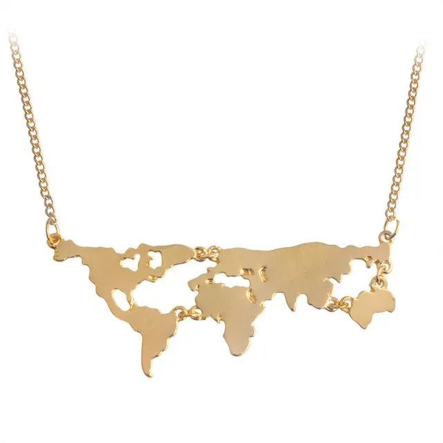 3 Colors World Map Pendant Necklace *GREAT GIFT*