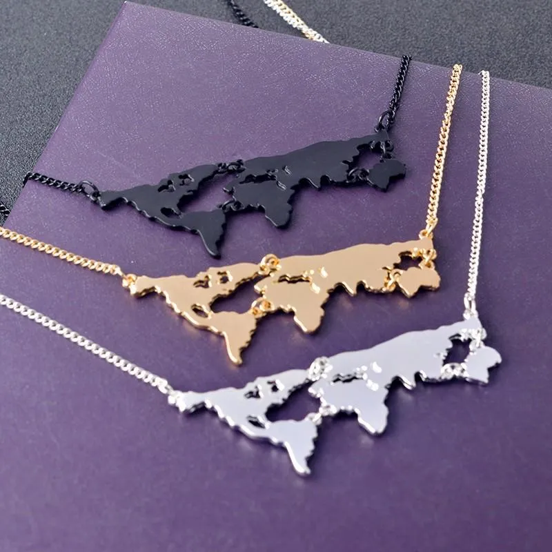 3 Colors World Map Pendant Necklace *GREAT GIFT*