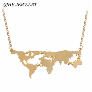 3 Colors World Map Pendant Necklace *GREAT GIFT*