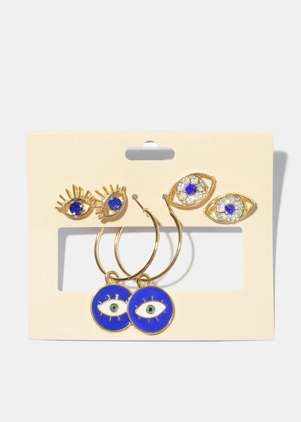 3 Pair Evil Eye Earrings