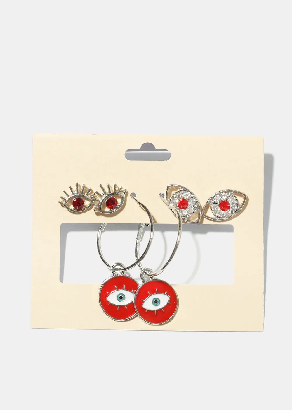 3 Pair Evil Eye Earrings