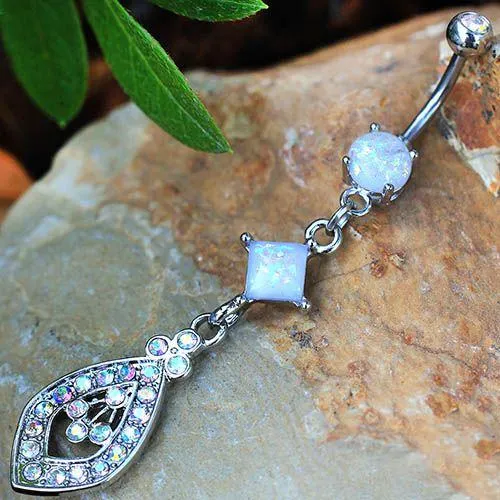 316L Stainless Steel Aurora Teardrop Dangle Navel Ring