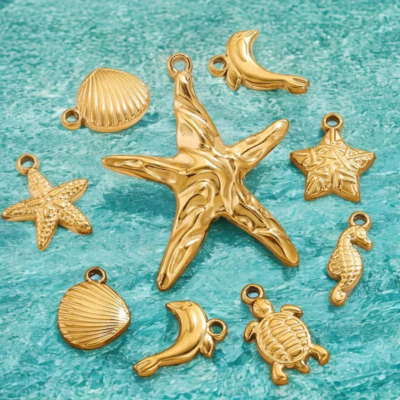 5 PCS/Package 304 Stainless Steel Starfish Pendant