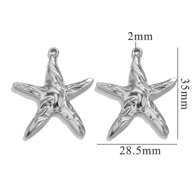 5 PCS/Package 304 Stainless Steel Starfish Pendant