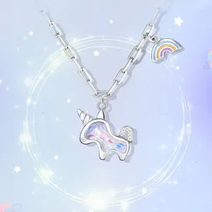 925 Sterling Silver Unicorn Charm Necklaces &amp; Pendants Choker Statement Necklace For Women Girls Birthday Party Gift Jewelry