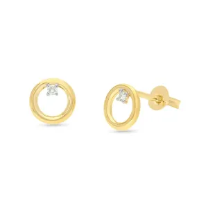 9ct Yellow Gold Open Circle Earrings With Diamond