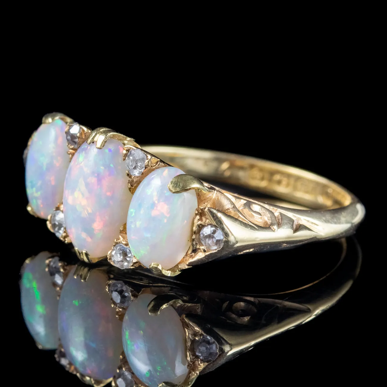 Antique Edwardian Opal Diamond Ring 2.9ct Of Opal Dated 1904