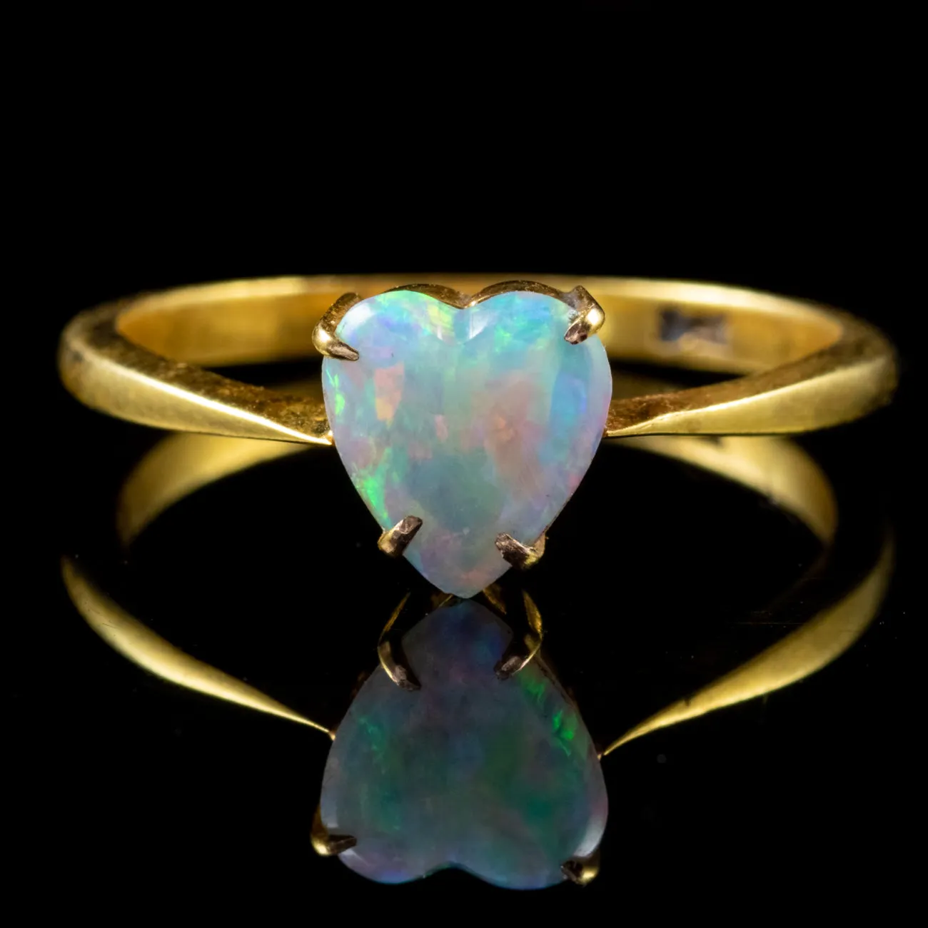 Antique Victorian Heart Opal Ring 9Ct Gold Circa 1900