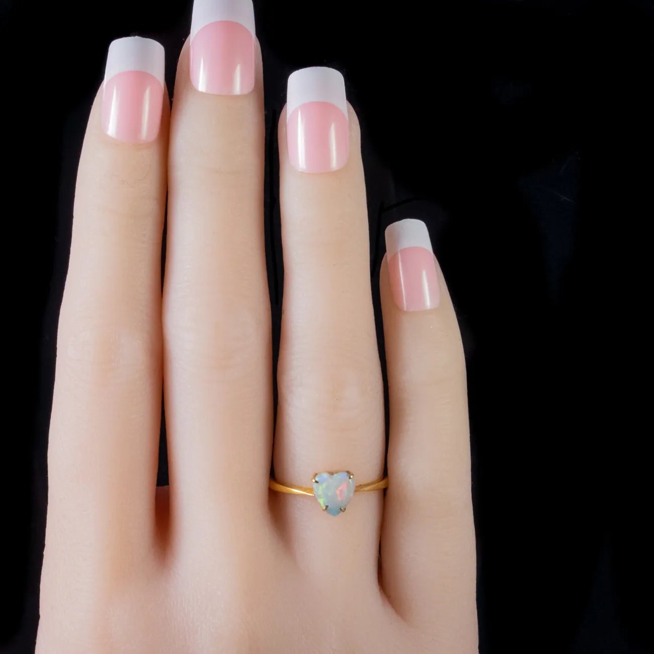 Antique Victorian Heart Opal Ring 9Ct Gold Circa 1900