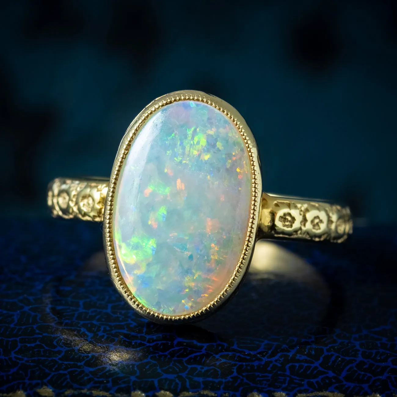 Antique Victorian Opal Solitaire Ring 5ct Natural Opal