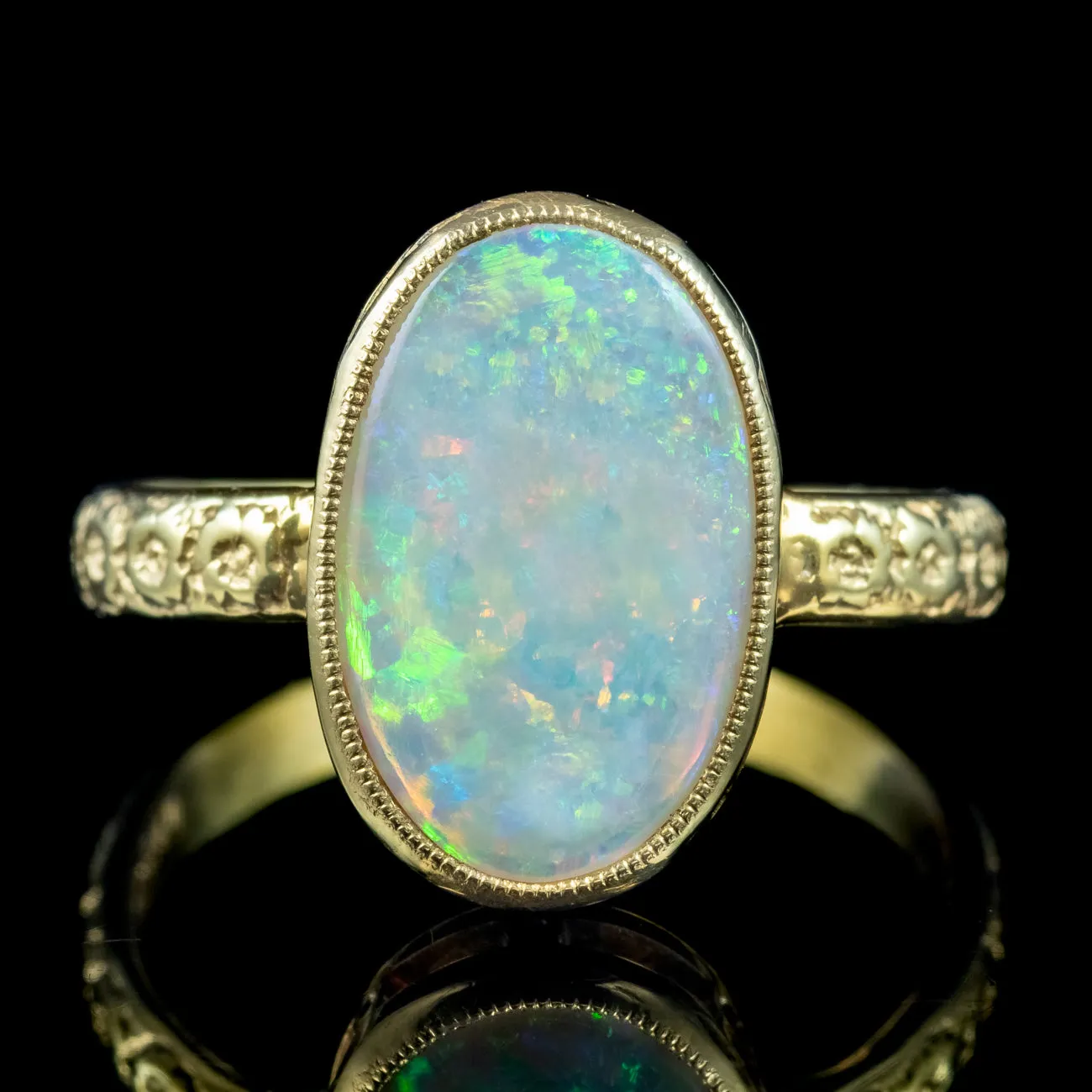 Antique Victorian Opal Solitaire Ring 5ct Natural Opal