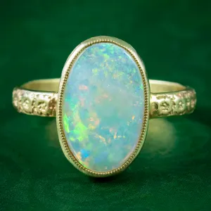 Antique Victorian Opal Solitaire Ring 5ct Natural Opal