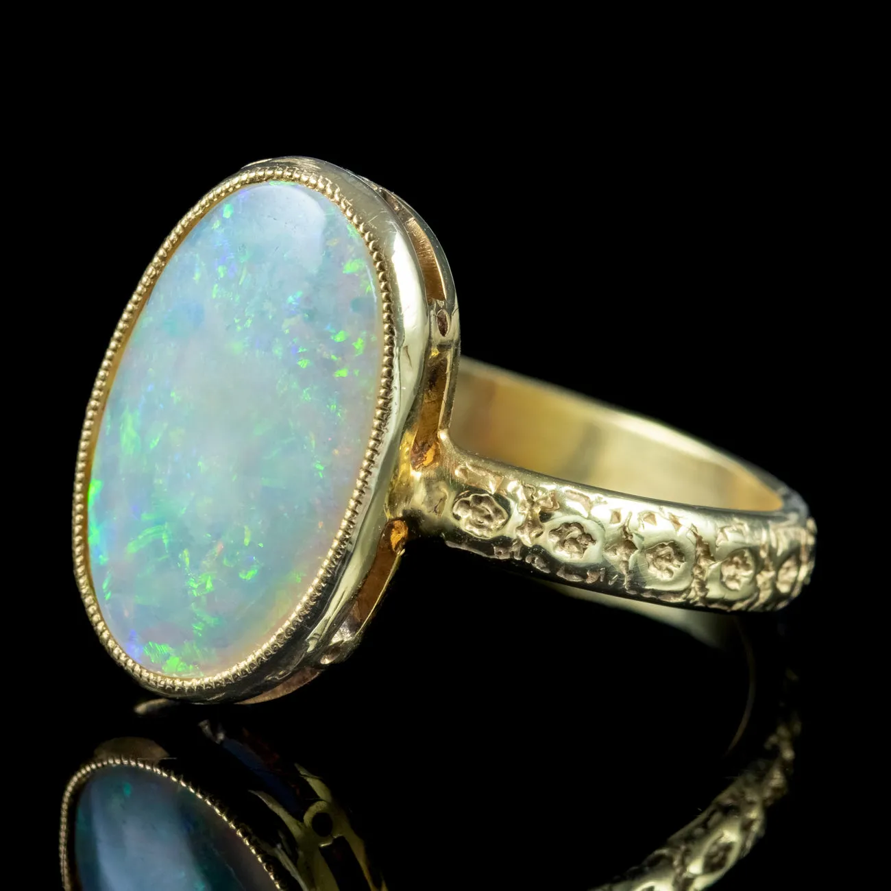 Antique Victorian Opal Solitaire Ring 5ct Natural Opal