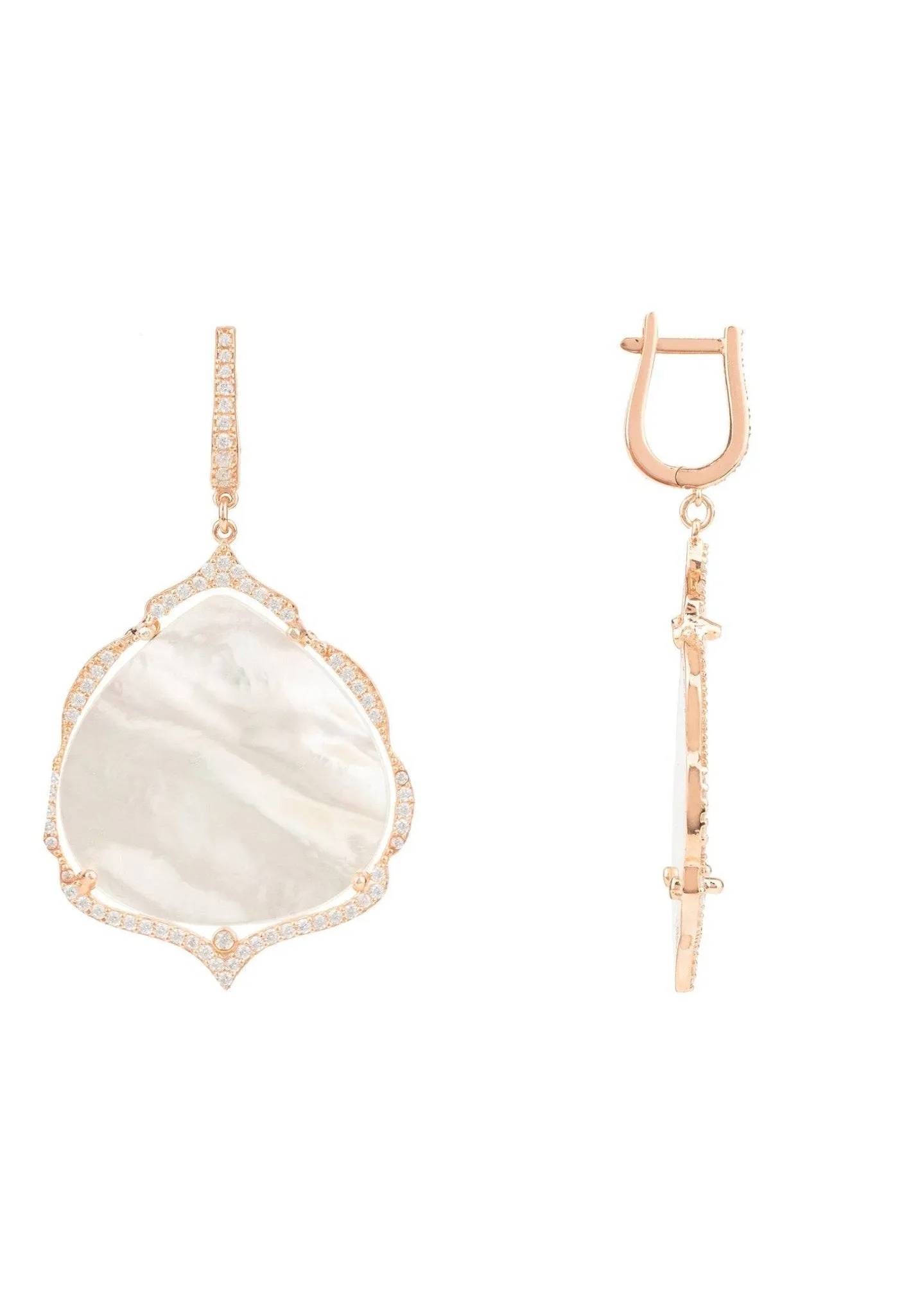 Antoinette Earrings White Mother Of Pearl Rosegold