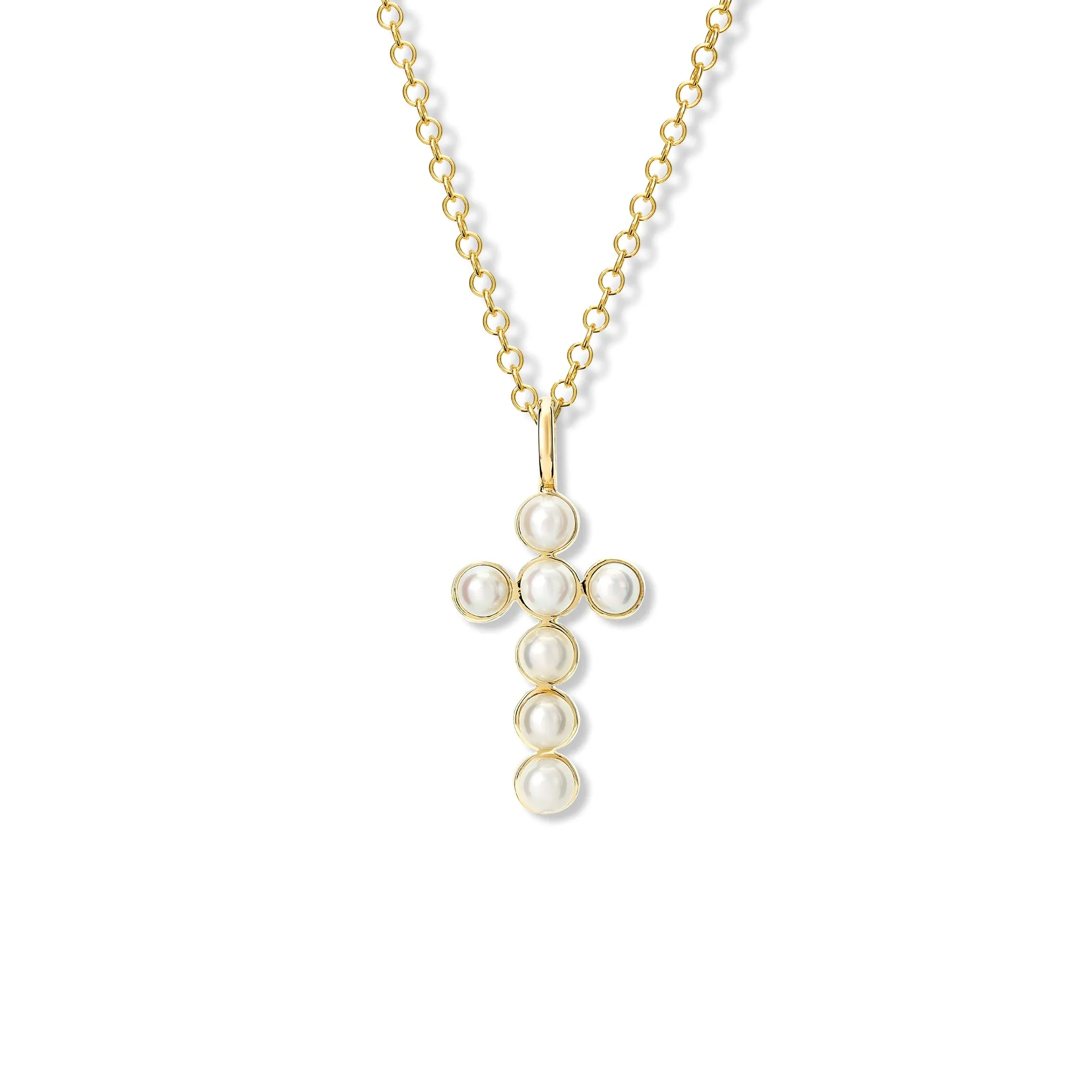 Armada Cross Pendant Yellow Gold - Pearl