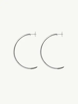 Asasara Hoop Earrings With Pavé White Diamond Tips In 18K White Gold