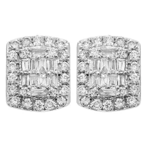 Baguette Rectangle Diamond Earrings .94cttw 10K White Gold