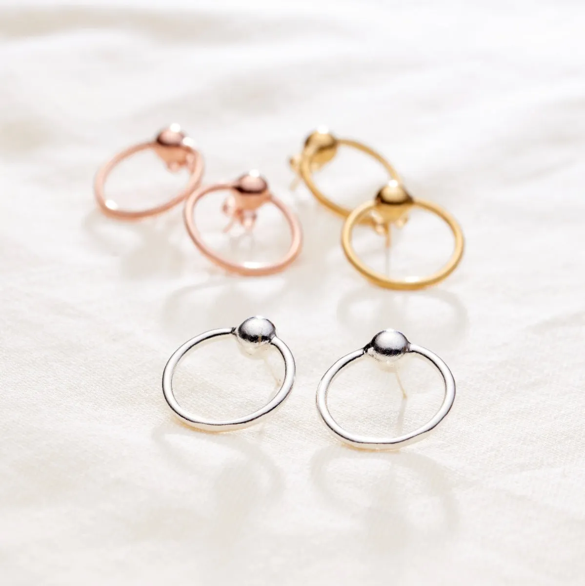 Ball Hoop Stud Earrings