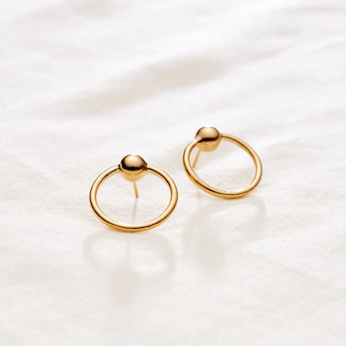 Ball Hoop Stud Earrings