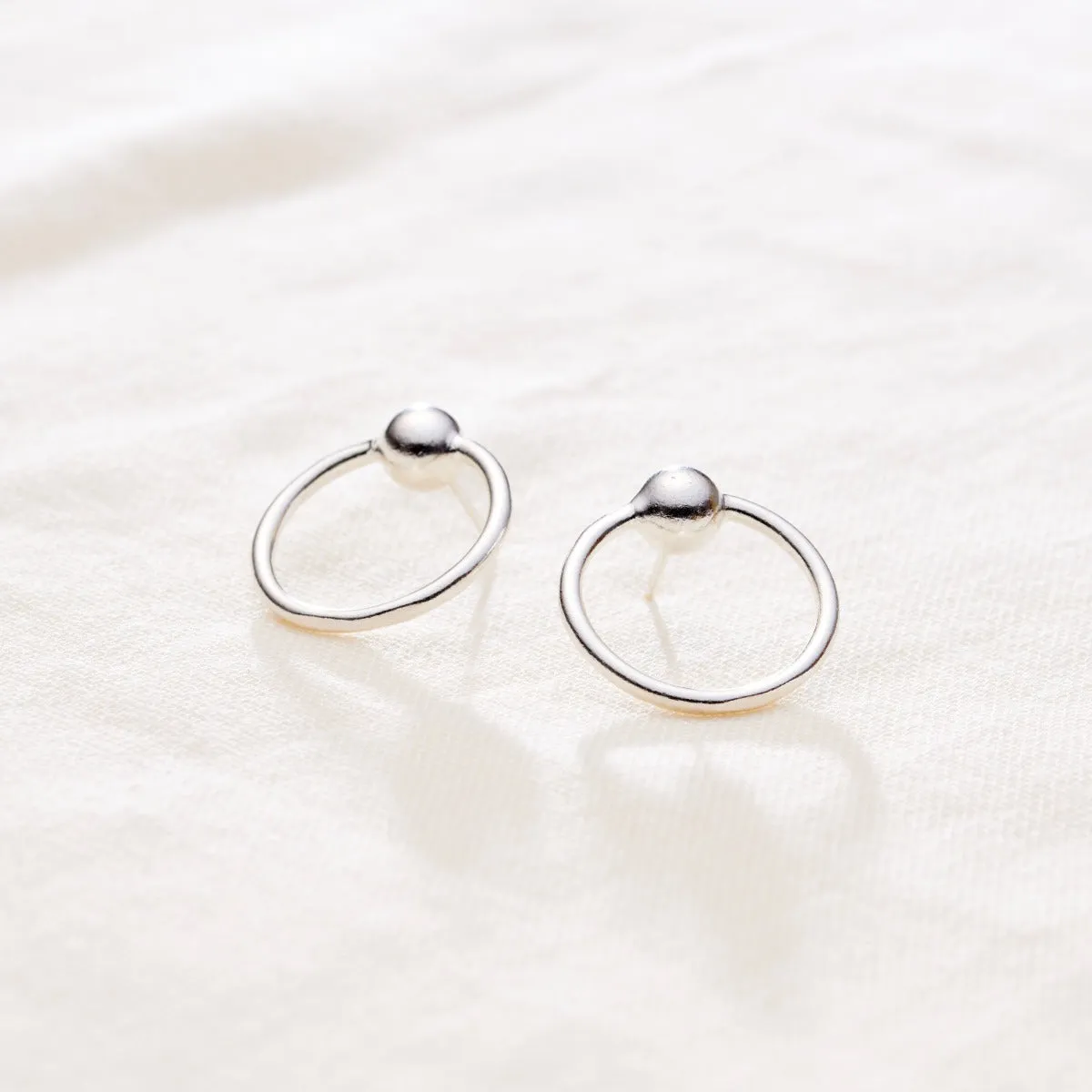 Ball Hoop Stud Earrings