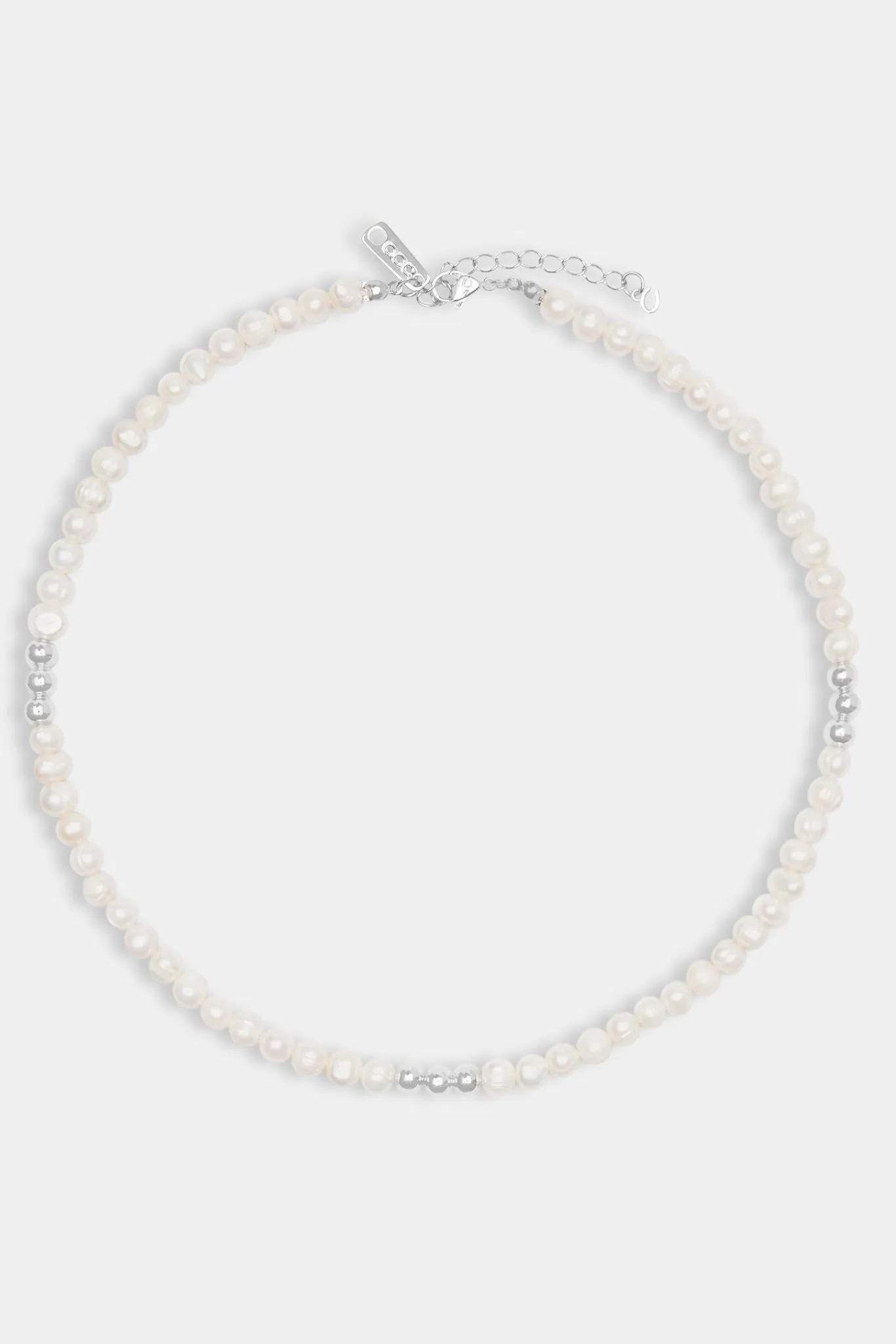 Baroque Freshwater Pearl Metallic Bead Necklace - White