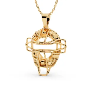 Baseball Catchers Mask Necklace | Gold