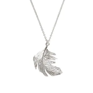 Big Silver Feather Necklace