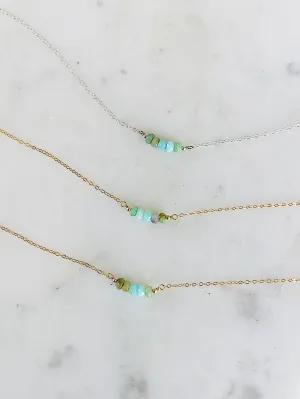 Blue Peruvian Opal Beaded Bar Necklace