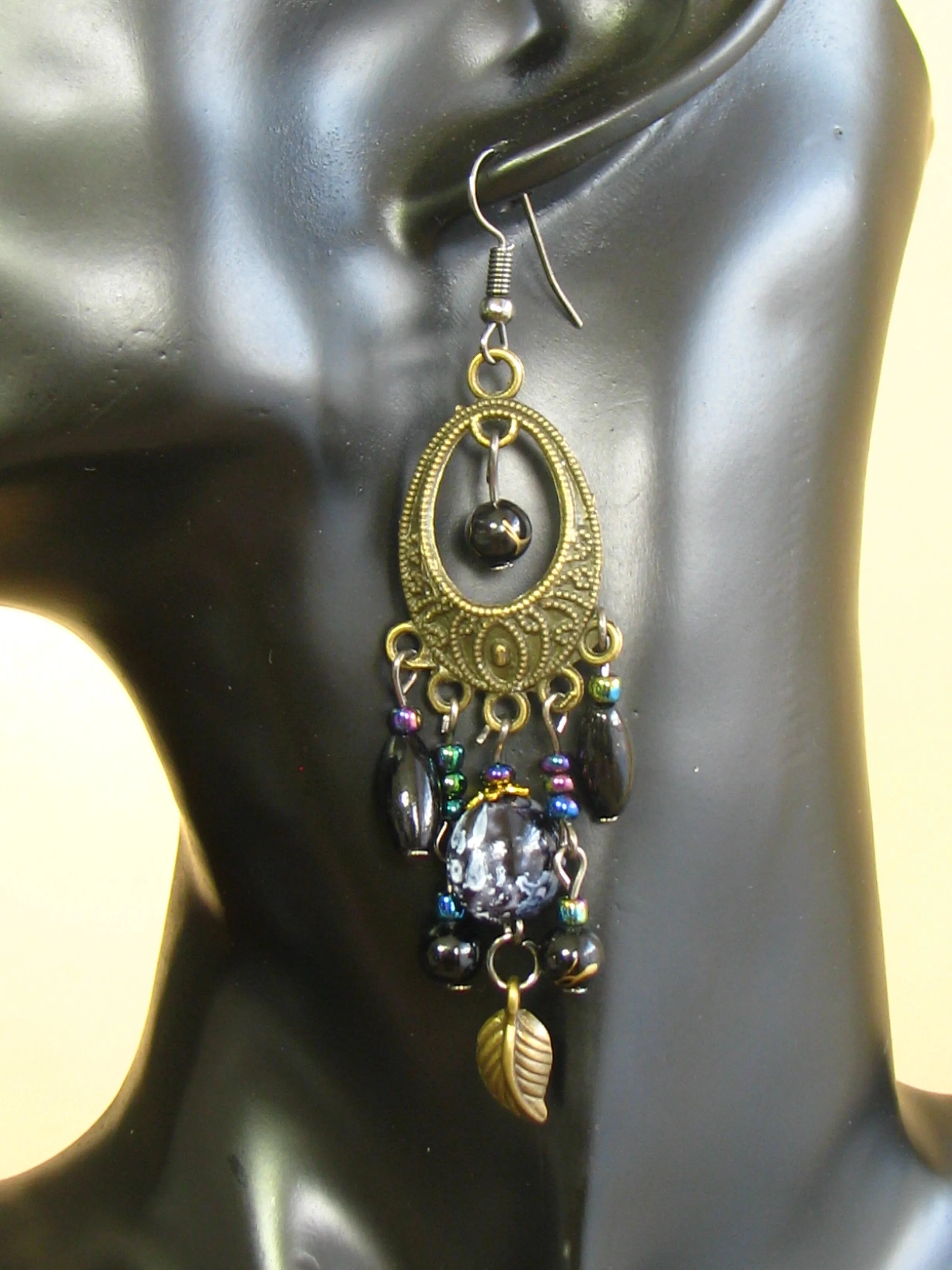 Bohemian Earrings Long Drop Hook Chandelier Bronze