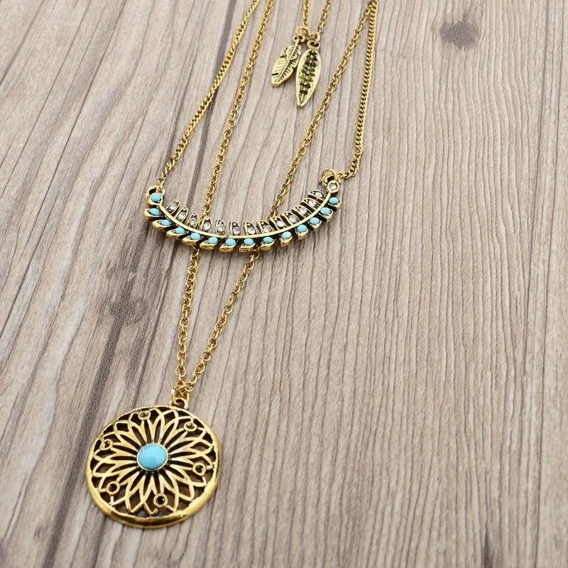 Bohemian Gold color Bead Necklace