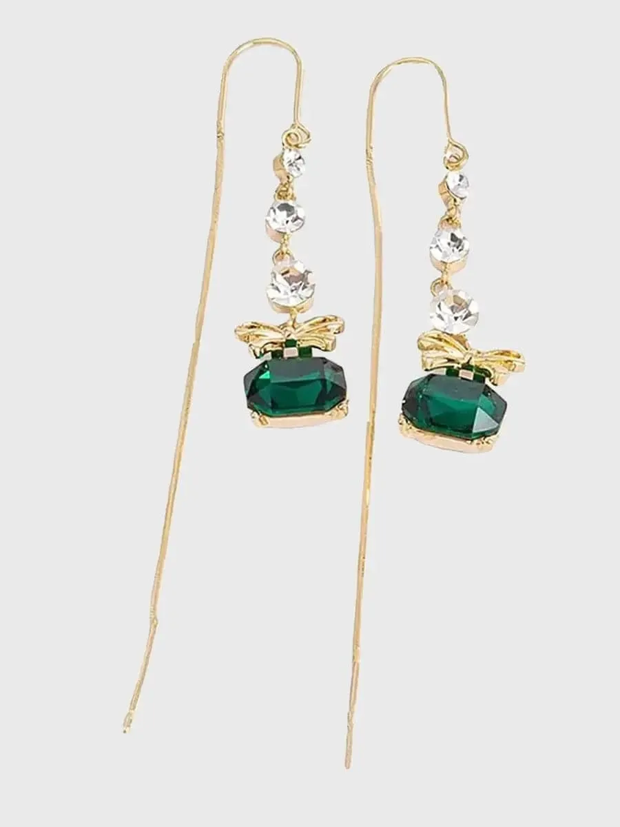 Bow Green Zircon Wire Earrings MSE101038