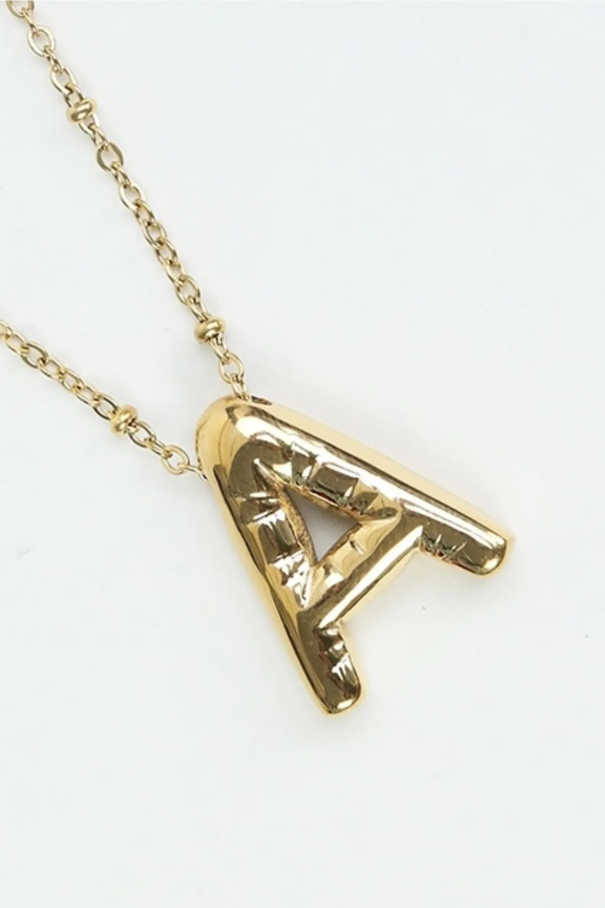 Bubble "A" Gold Initial Necklace