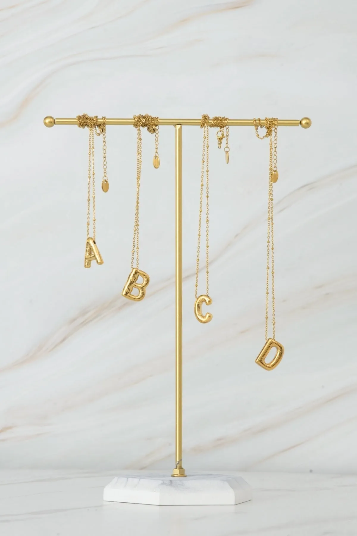 Bubble "N" Gold Initial Necklace