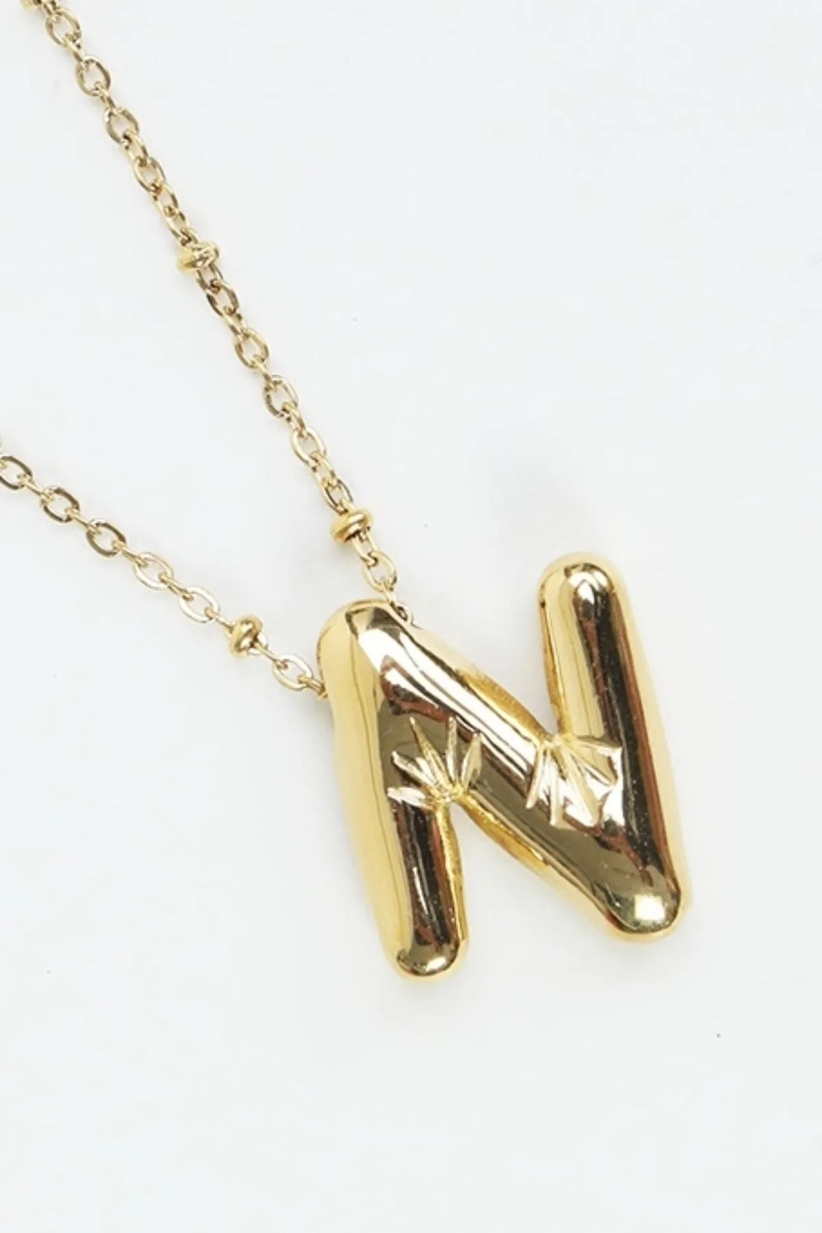 Bubble "N" Gold Initial Necklace