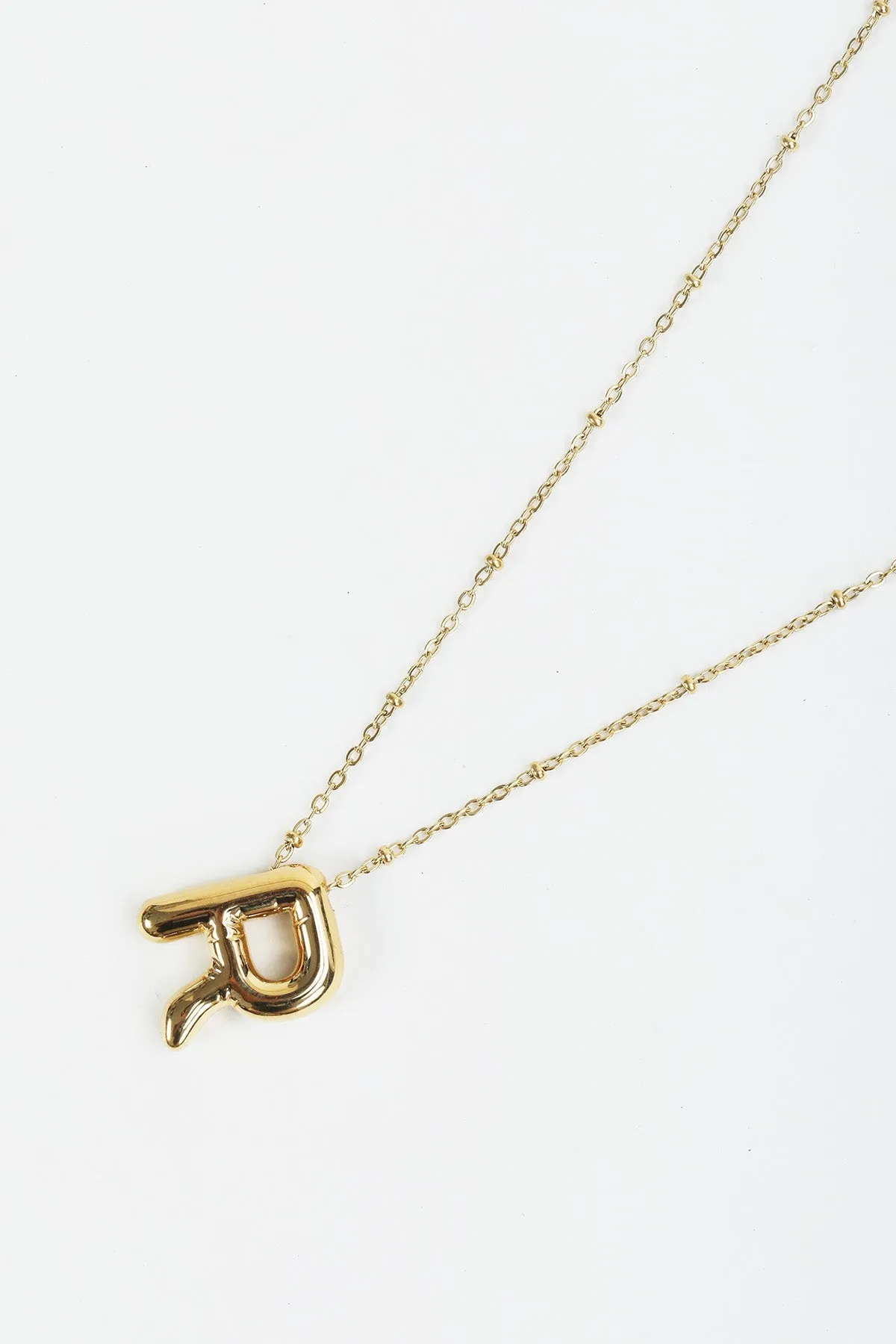 Bubble "R" Gold Initial Necklace