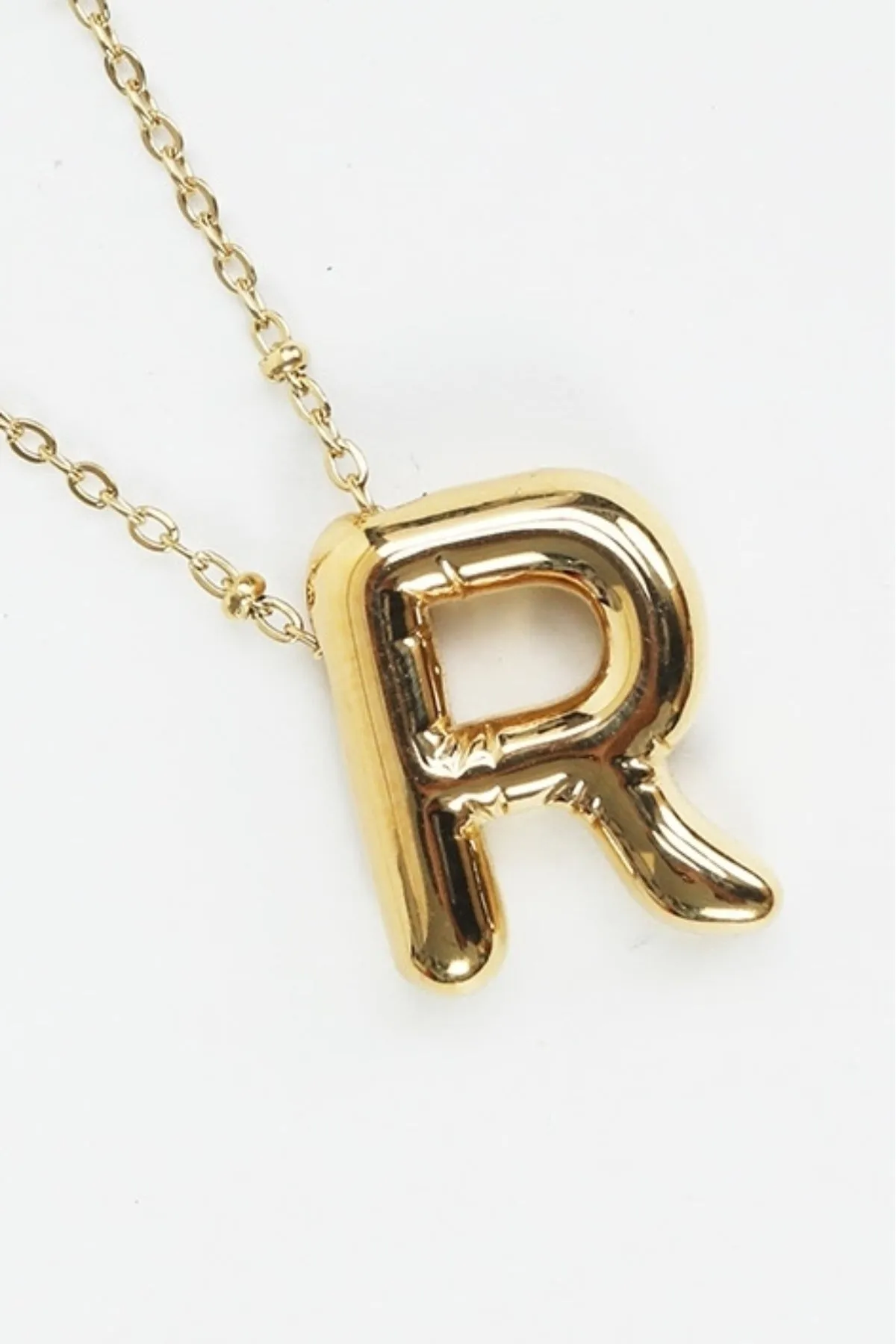 Bubble "R" Gold Initial Necklace