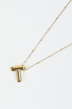 Bubble "T" Gold Initial Necklace