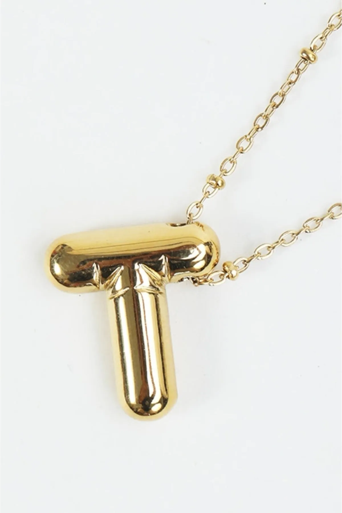 Bubble "T" Gold Initial Necklace