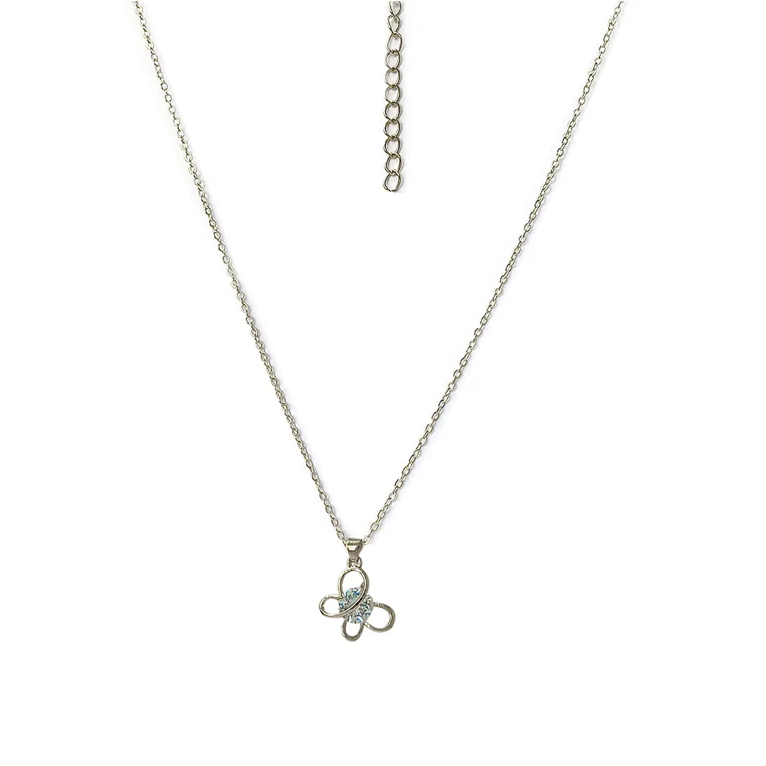 Butterfly Diamante Stud Silver-Toned Mini Pendant Necklace