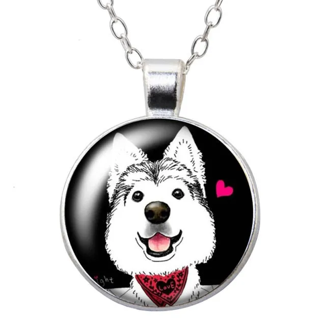 Cartoon Lovely Dogs Love Photo Pendant