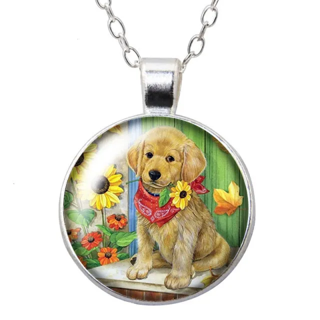 Cartoon Lovely Dogs Love Photo Pendant