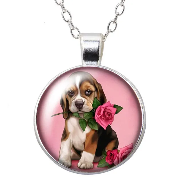 Cartoon Lovely Dogs Love Photo Pendant