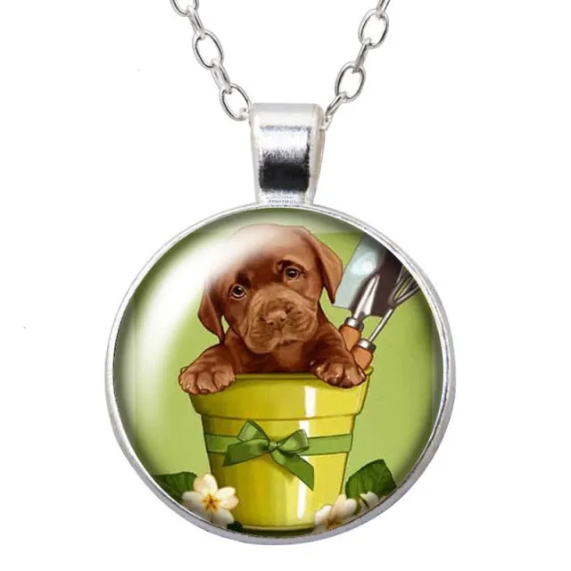 Cartoon Lovely Dogs Love Photo Pendant