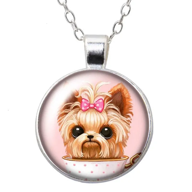 Cartoon Lovely Dogs Love Photo Pendant